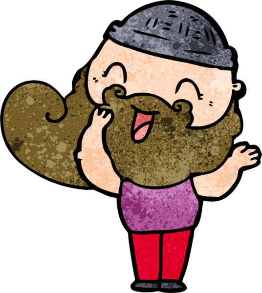 Bir insan tarafından çizilmiş mutlu sakallı adam.