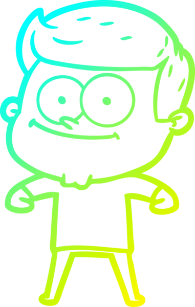 Bir insan tarafından çizilmiş mutlu bir adamın soğuk çizgi çizimi.