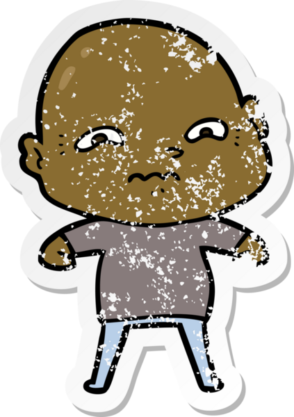 Bir insan tarafından çizilmiş gergin bir adamın sıkıntılı çıkartması.