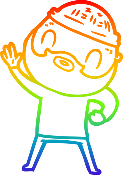 Gökkuşağı gradyan çizgi çizimi bir insan tarafından çizilmiş sakallı bir adamın