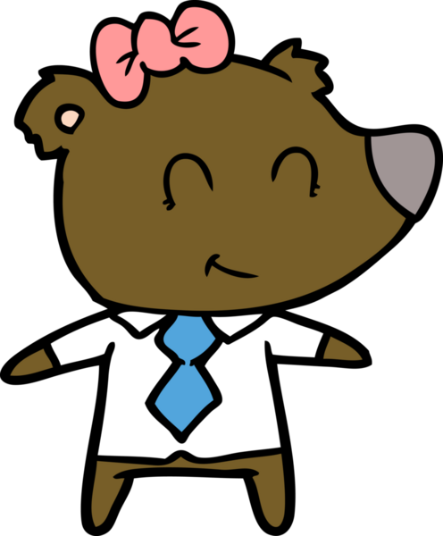 Bir insan tarafından çizilmiş iş elbiseleri içindeki dişi ayı.