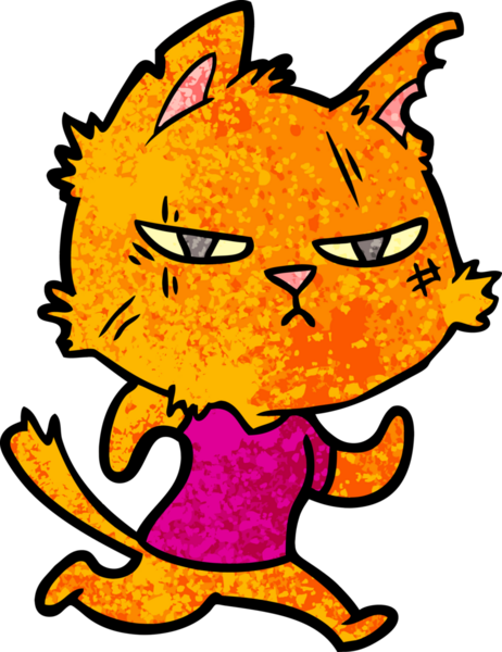 Bir insan tarafından çizilmiş sert çizgi film kedisi.