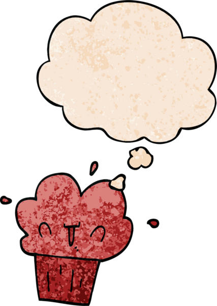 Bir insan tarafından çizilmiş grunge desenli düşünce baloncuklu çizgi film keki.