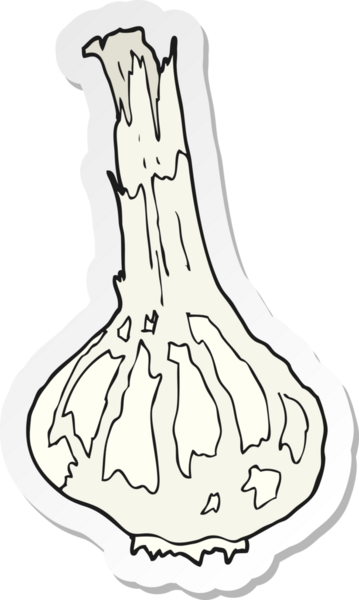 Bir insan tarafından çizilmiş sarımsak karikatürü çıkartması.