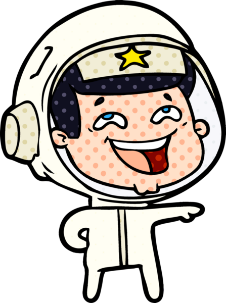 Bir insan tarafından çizilmiş gülen astronot çizgi filmi.