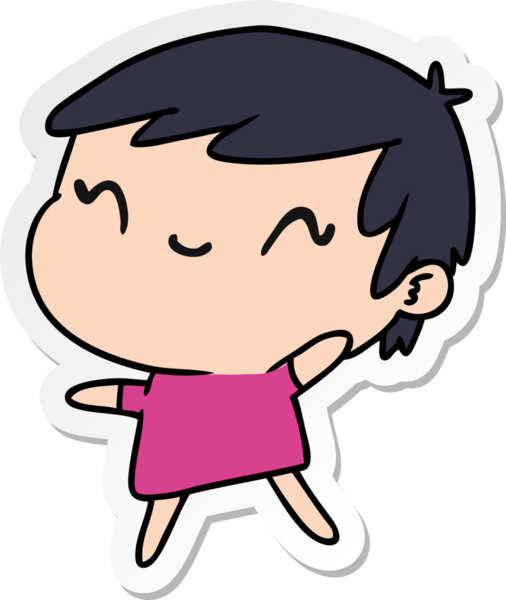 Bir insan tarafından çizilmiş sevimli bir kawai kızının çizilmiş bir karikatür çizimi.