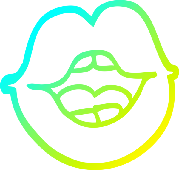 Bir insan tarafından çizilen kırmızı dudakların soğuk gradyan çizgisi