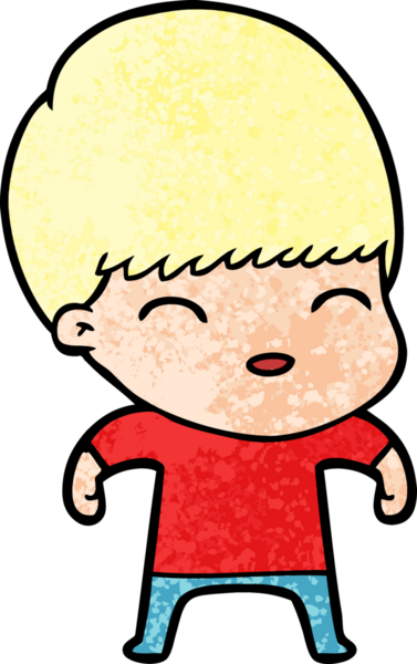 Bir insan tarafından çizilmiş mutlu çizgi film çocuğu.