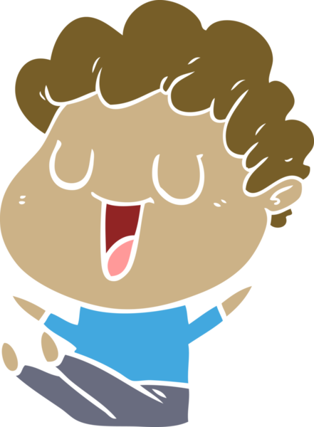 Bir insan tarafından çizilmiş düz renkli karikatür adam.