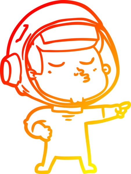 Bir insan tarafından çizilmiş kendinden emin bir astronotun sıcak çizgi çizimi