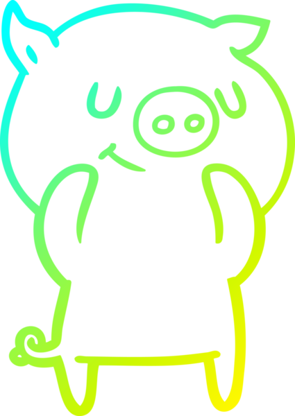 Bir insan tarafından çizilmiş mutlu çizgi film domuzu çizimi.