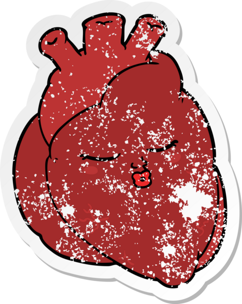 Bir insan tarafından çizilmiş karikatür bir kalbin sıkıntılı çıkartması.