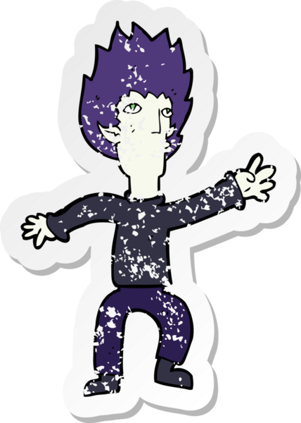 Bir insan tarafından çizilmiş bir vampir çizgi filminin gerilimli yapıştırması.