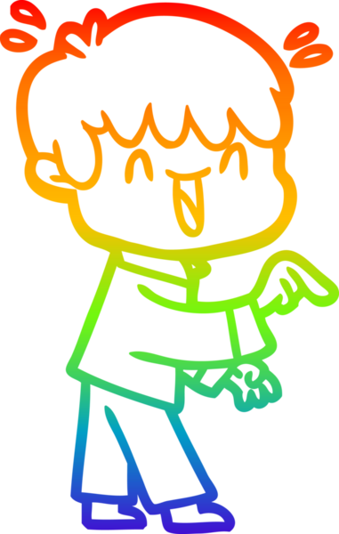 Gökkuşağının gradyan çizimi bir insan tarafından çizilmiş bir çizgi film karakteri.