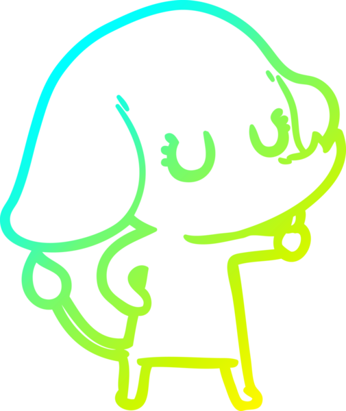 Bir insan tarafından çizilmiş şirin bir filin soğuk gradyan çizgisi