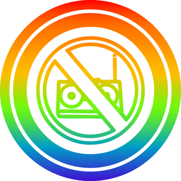 Bir insan tarafından çizilmiş gökkuşağı gradyanı olan müzik dairesel simgesi yok