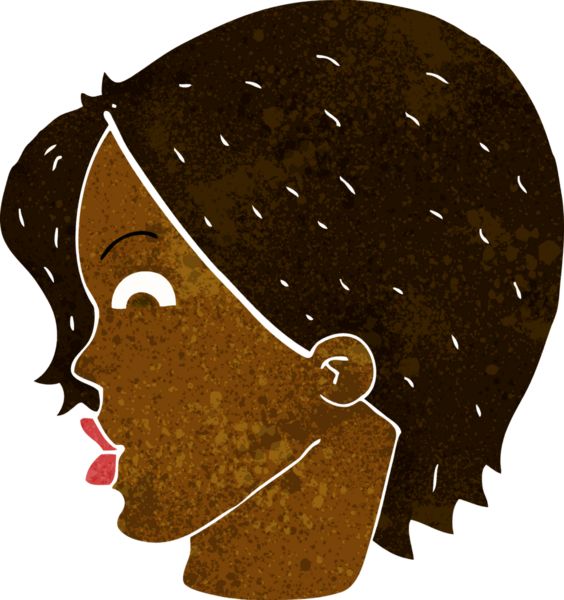 Bir insan tarafından çizilmiş bir kadın yüzü.