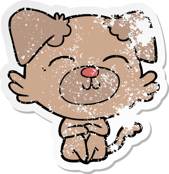 Bir insan tarafından çizilmiş bir karikatür köpeğinin sıkıntılı çıkartması.