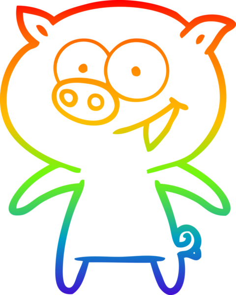 Bir insan tarafından çizilmiş neşeli bir domuz çizgi filminin gradyan çizimi.