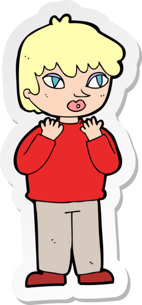 Bir insan tarafından çizilmiş endişeli bir çizgi film çıkartması.