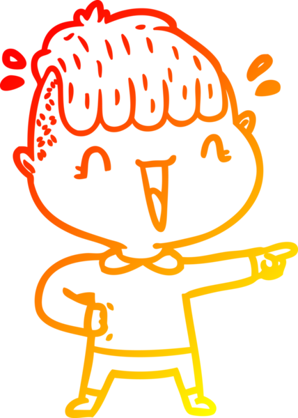 Sıcak bir çizgi film çizimi. Mutlu bir çocuk. Bir insan tarafından çizilmiş.