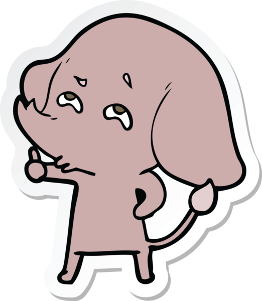 Bir insan tarafından çizilmiş karikatür filinin çıkartması.