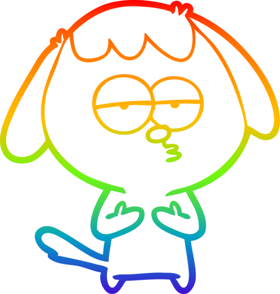 gökkuşağı gradyan çizgi çizimi bir insan tarafından çizilmiş sıkılmış bir köpek