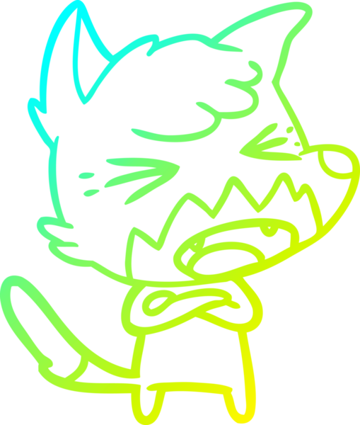 Bir insan tarafından çizilmiş kızgın bir tilkinin soğuk çizgi çizimi.