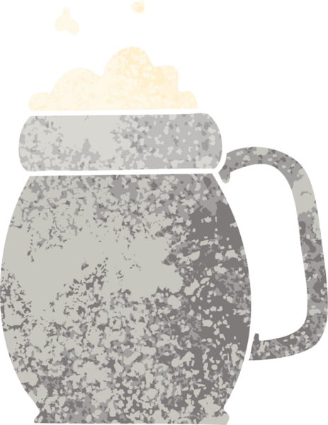 Bir insan tarafından çizilmiş retro illüstrasyon tarzı tuhaf çizgi film birası.