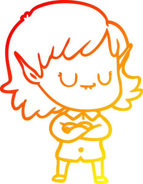 Bir insan tarafından çizilmiş mutlu bir elf kızı çizimi.