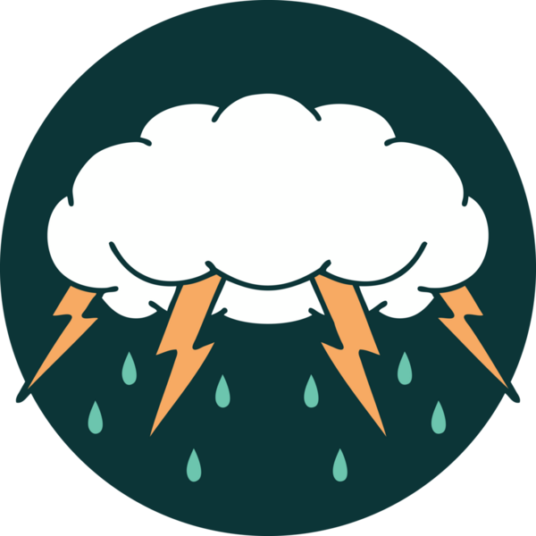 Bir insan tarafından çizilmiş fırtına bulutunun ikonik dövme şekli