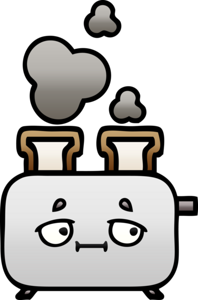 Bir insan tarafından çizilmiş tost makinesinin gölgelenmiş karikatürü.