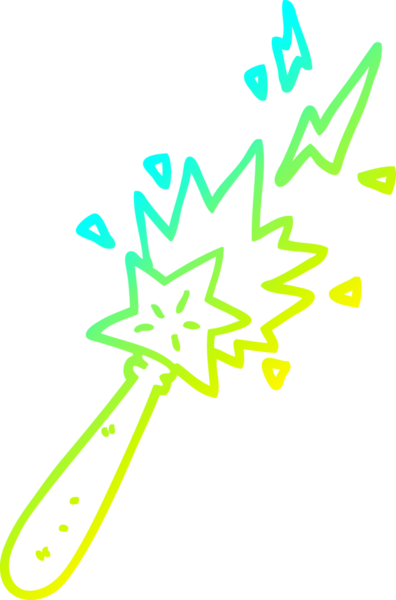 Bir insan tarafından çizilmiş bir çizgi film sihirli değneğinin soğuk gradyan çizimi