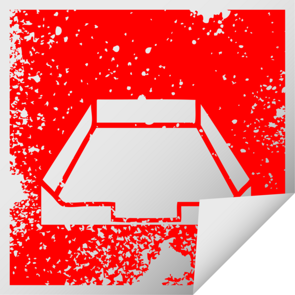 Bir insan tarafından çizilmiş bir posta kutusunun kare soyma etiketi.