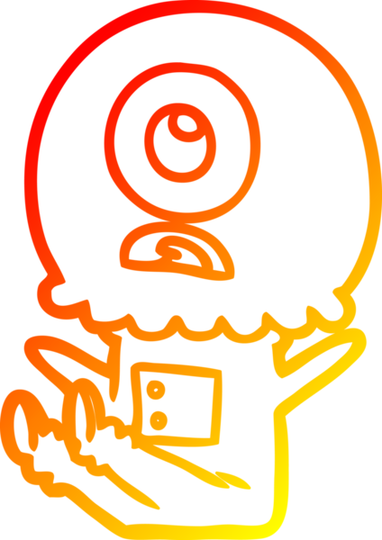 Bir insan tarafından çizilmiş sıcak çizgi çizgi çizimi Kiklops uzaylı uzay adamı