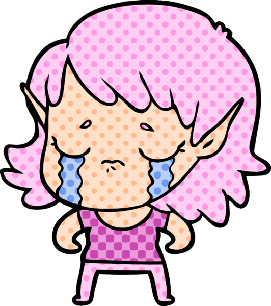 Bir insan tarafından çizilmiş ağlayan elf kızı.