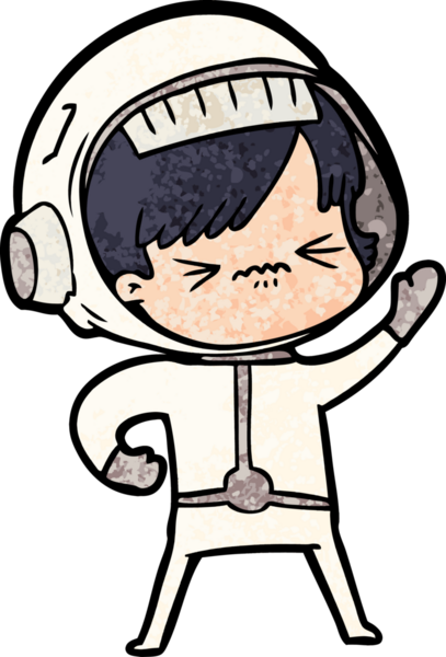 Bir insan tarafından çizilmiş kızgın uzay kızı.