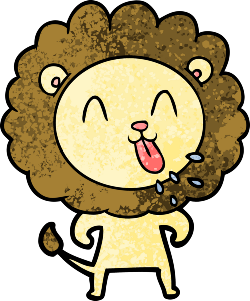 Bir insan tarafından çizilmiş mutlu çizgi film aslanı.