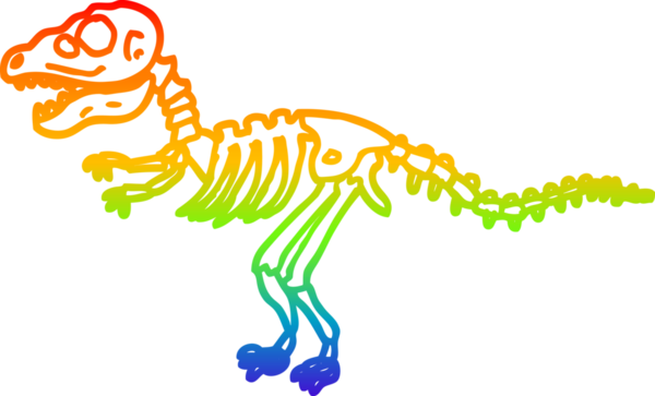 gökkuşağı gradyan çizgi çizimi bir insan tarafından çizilmiş dinozor kemikleri