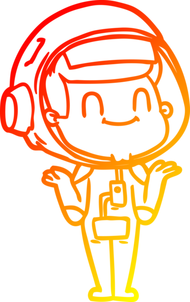 Bir insan tarafından çizilmiş mutlu bir astronot çizgi roman çizimi.