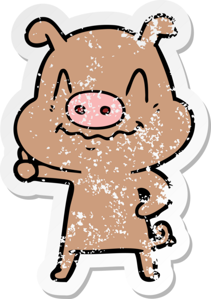 Bir insan tarafından çizilmiş sinirli bir domuzun sıkıntılı çıkartması.