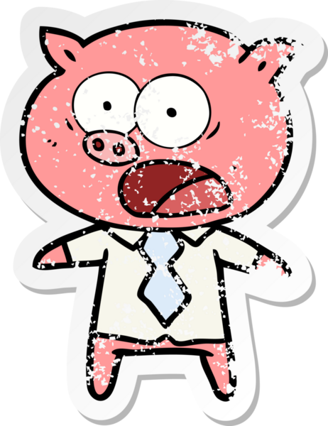 Bir insan tarafından çizilmiş bağıran bir domuzun sıkıntılı çıkartması.