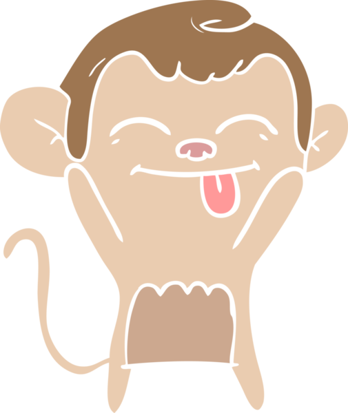 Bir insan tarafından çizilmiş komik düz renkli çizgi film maymunu