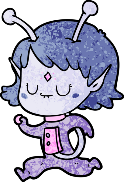 Bir insan tarafından çizilmiş uzaylı kız.