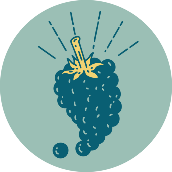 Bir insan tarafından çizilmiş bir demet üzüm dövmesi ikonu