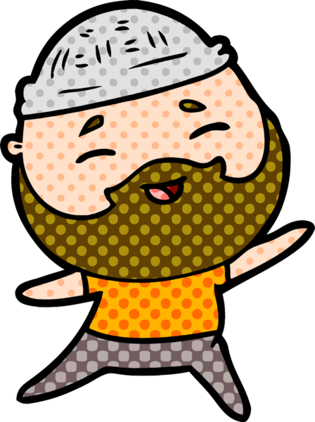 Bir insan tarafından çizilmiş mutlu sakallı bir adam.