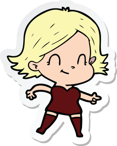 Bir insan tarafından çizilmiş, karikatür dostu bir kızın çıkartması.