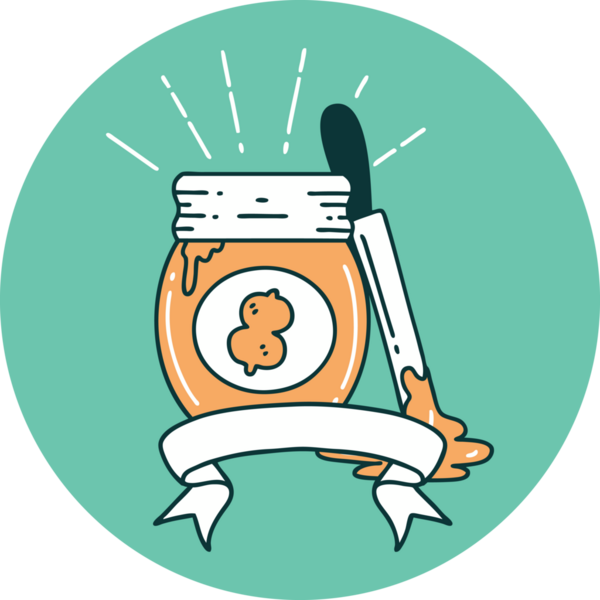 Bir insan tarafından çizilmiş dövme tarzı fıstık ezmesi ikonu.