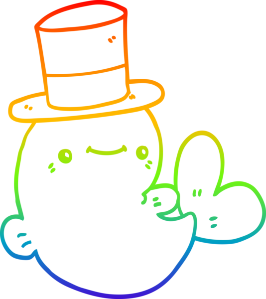 Bir insan tarafından çizilmiş silindir şapkalı şirin bir balinanın çizimi.