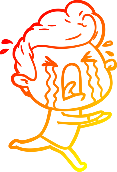 Bir insan tarafından çizilmiş, ağlayan bir çizgi film karakteri.